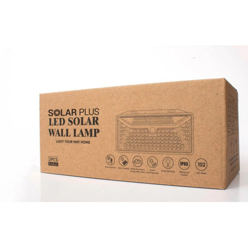 Solar Plus Solar Lights Outdoor 100 Led Wall Lights with 3 Modes, Ip65 Waterproof, Easy-to-Install Security Lights for Front Door, Yard, Garage, Deck, Pack of 2, White