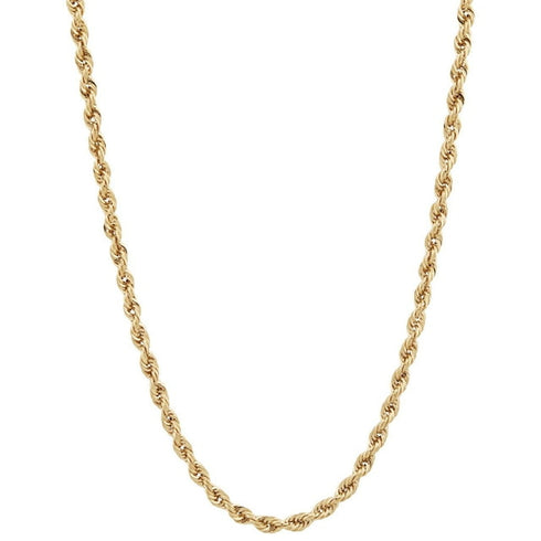 Glitter Rope Chain Necklace in Solid 14K Gold, 3mm Width
