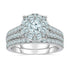 1.95 Carat Round Cut Diamond Cluster Ring and Wedding Band Set in 14K Gold
