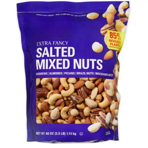 Extra Fancy Salted Mixed Nuts – Premium Gourmet Blend of Cashews, Almonds, Pecans, Brazil Nuts & Macadamias – 40 oz Resealable Bag