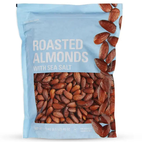 Premium Roasted Almonds with Sea Salt, 2.5lb Bag - Crunchy, Savory Snack for Sharing or Recipes, Resealable for Freshness, Perfect for Home, Work, or On-the-Go Enjoyment with Bold Flavor