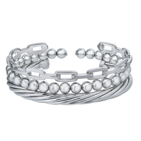 Polished Sterling Silver Bangle Set | Stackable Bracelet Trio