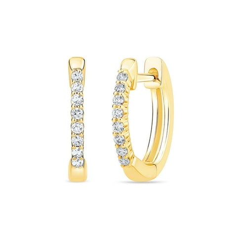 0.10 Carat Diamond Petite Hoop Earrings in 14K Gold
