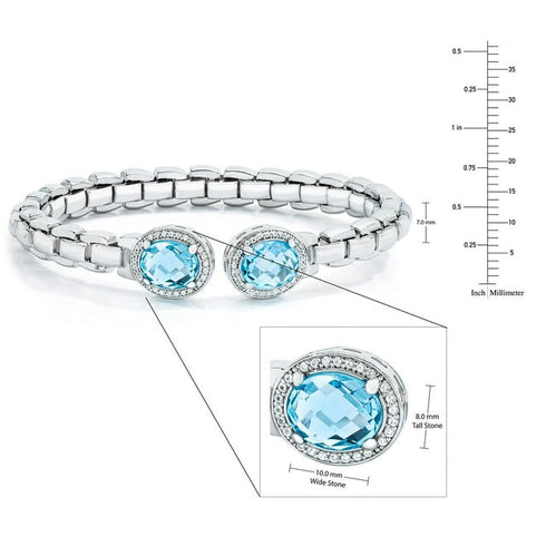 Amethyst and Blue Topaz Bangle Set in Sterling Silver