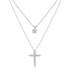 Set of Lab Created White Sapphire Pendant Necklaces in Sterling Silver