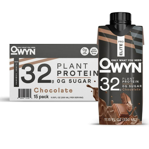 OWYN Pro Elite 32g Keto Plant Protein Shake, Chocolate Flavor, 11.15 fl. oz., 15-Pack, Dairy-Free & High-Protein