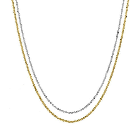 Criss Cross Diamond Cut Sparkle Chain Necklace in 14K Gold