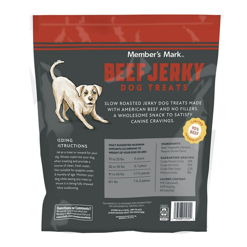 Member’s Mark Beef Jerky Dog Treats, 48 oz – High-Protein Chewy Dog Snacks