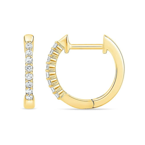 0.10 Carat Diamond Petite Hoop Earrings in 14K Gold