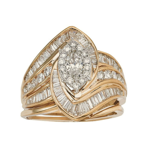 2.00 Carat Total Weight Marquise Cut Diamond Ring in 14K Gold