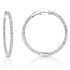 Round Cut Lab Created White Sapphire Hoop Earrings in Sterling Silver