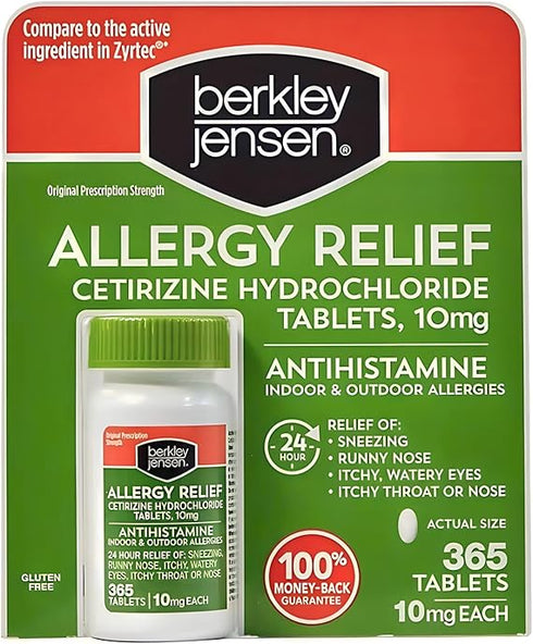 Berkley Jensen Allergy Relief 10mg Cetirizine Hydrochloride Tablets, 365 ct