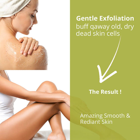 Natural Solution Body Scrub with Marula Oil, Exfoliating Sugar Scrub for Smooth, Soft Skin – 12.3 oz