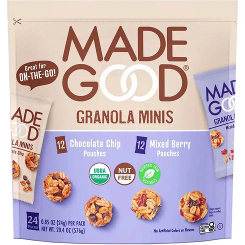 MadeGood Organic Granola Minis, Variety Pack, 0.85 oz, 24-count