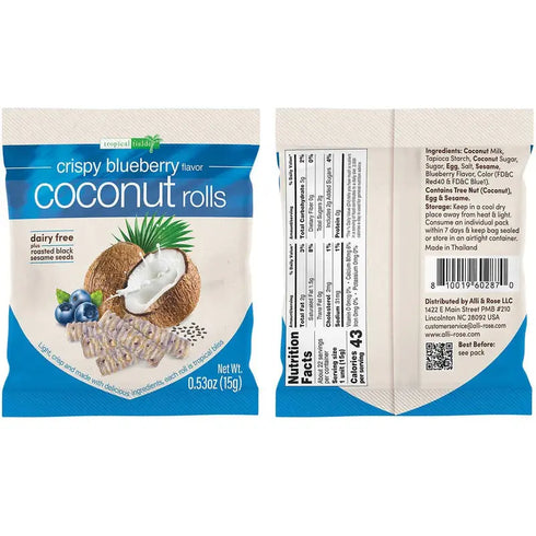 Tropical Fields Crispy Coconut Rolls Variety Pack, 0.53 oz, 22 Count – Coconut Snack Made with Real Coconut Milk, Light & Crunchy Rolled Wafers