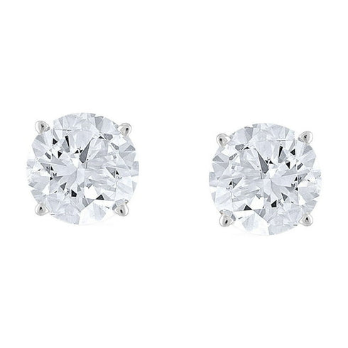 1.95 Carat Total Weight Solitaire Diamond Stud Earrings in 14K Gold