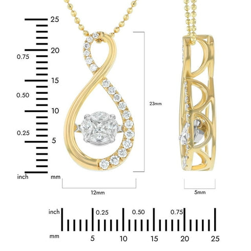 1.50 CT Dancing Diamond Pendant in 14K Gold