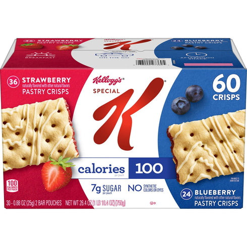 Special K Pastry Crisps Variety Pack – Strawberry, Blueberry & Brown Sugar Cinnamon, 60 Count
