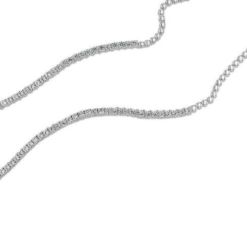 Round Cut Lab Created Gemstone Tennis Necklace in Sterling Silver