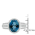Treated London Blue Topaz and Halo Diamond Ring in 14K Gold
