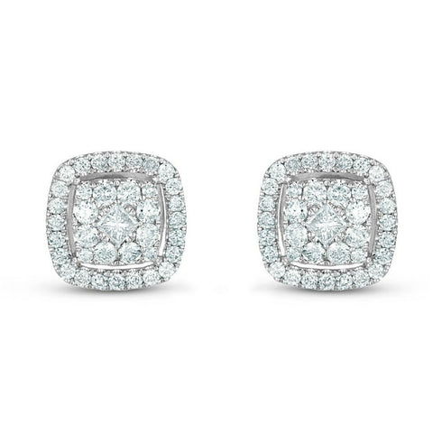 1.20 CT Cushion Diamond Pendant & Earring Set in 14K Gold