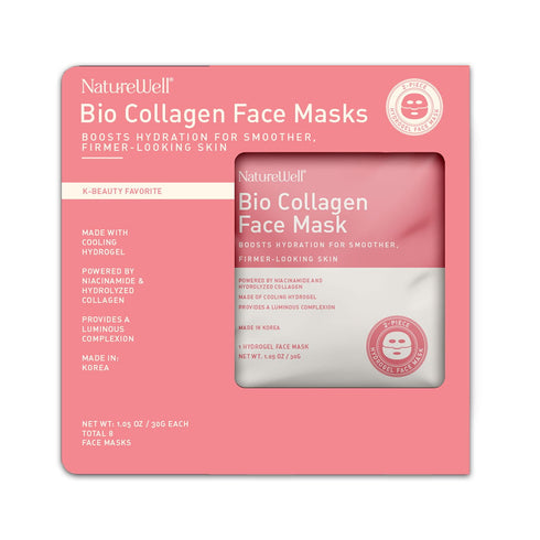 NatureWell Bio Collagen 2-Piece Hydrogel Sheet Face Masks, 8 pk.
