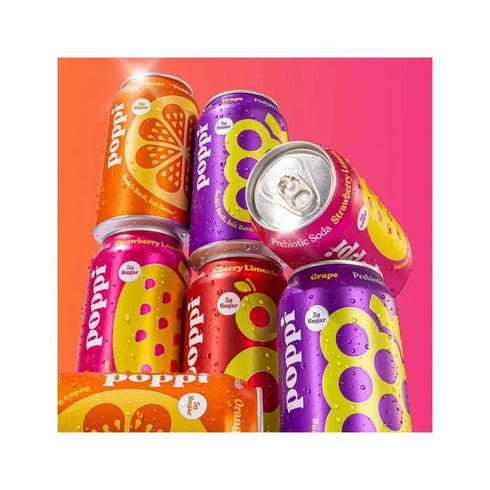 Poppi Soda Juicy Faves, Variety Pack, 12 fl oz, 15-count