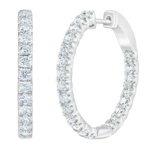 1.95 Carat Total Weight Diamond Hoop Earrings in 14K Gold