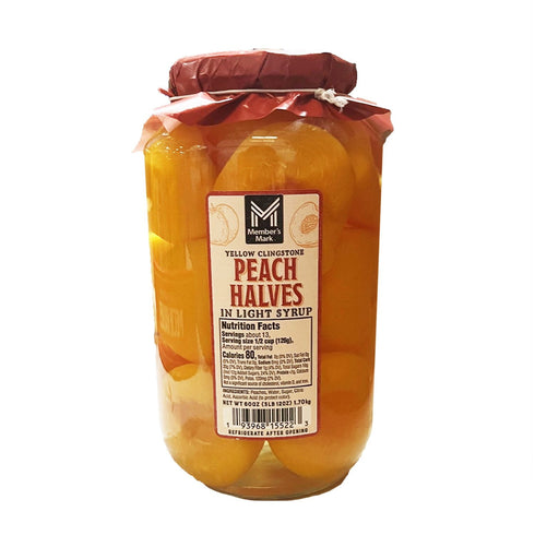 60 oz - Member's Mark Yellow Clingstone Peach Halves in Light Syrup
