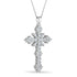 Baguette and Round Cut Diamond Cross Pendant Necklace in 14K Gold