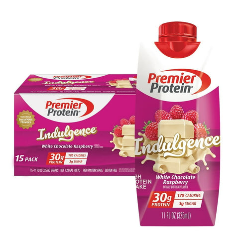 Premier Protein 30g High Protein Shake, Indulgence White Chocolate Raspberry, 11 fl. oz., 15-Pack, Meal Replacement & Muscle Support