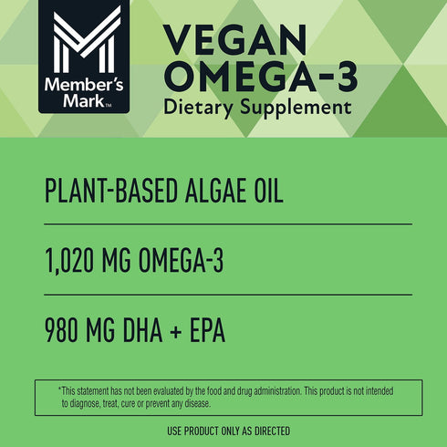 Vegan Omega-3 Softgels, 150 Count