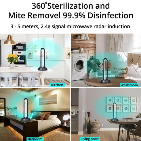 UV Light Sanitizer, UVC Disinfection Blue Lamp, 40W Remote Control Ultraviolet Ozone Sterilization Light Compact for Home Office Hotel Travel