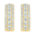 1.00 CTW Three Row Diamond Huggie Hoop Earrings in 14K Gold
