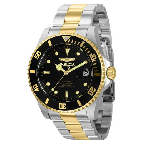 Invicta Mens Pro Diver Automatic Watch 44mm Two Tone Black Dial