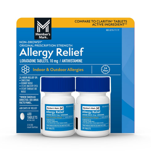 Member’s Mark Allergy Relief Loratadine Tablets 10 mg, 400 ct. | 24-Hour Non-Drowsy Antihistamine for Indoor & Outdoor Allergies