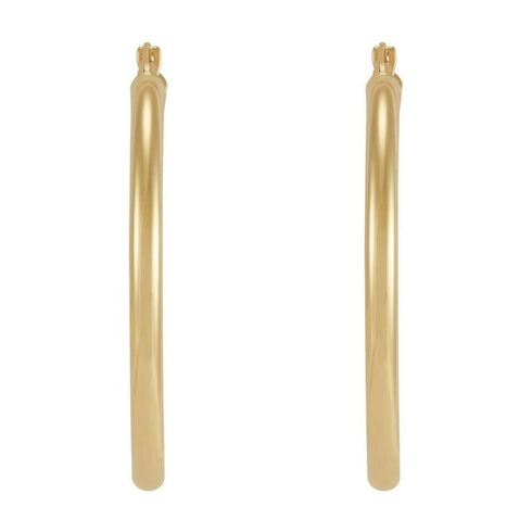 Oval Tube Hoop Earrings in Solid 14K Gold