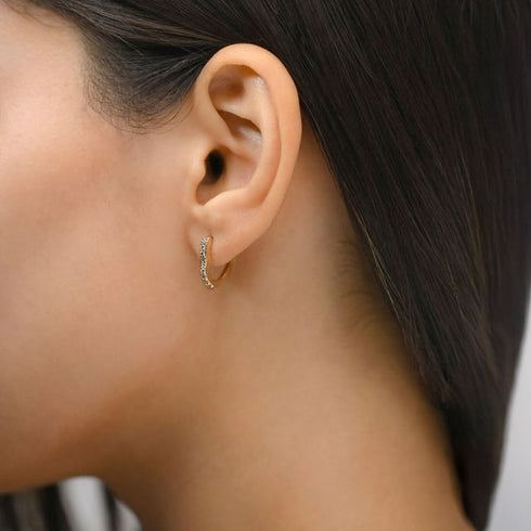 0.23 Carat Total Weight Heart Shaped Diamond Hoop Earrings in 14K Gold