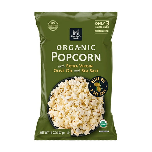 Member's Mark Organic Sea Salt Popcorn with Extra Virgin Olive Oil, 14 oz