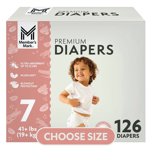 Member's Mark Premium Baby Diapers, Sizes 1 - 7