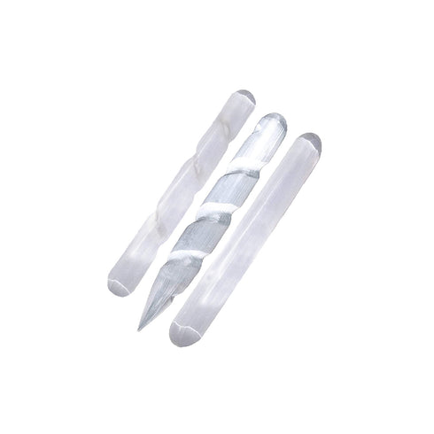 Selenite Wand & Spiral Wand - 3 Pcs | HIMALAYAN GLOW