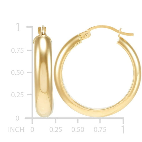 14K Gold Wedding Band Hoop Earrings for Women