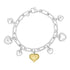 Two-Tone Heart Charm Bracelet in 14K Gold and Sterling Silver