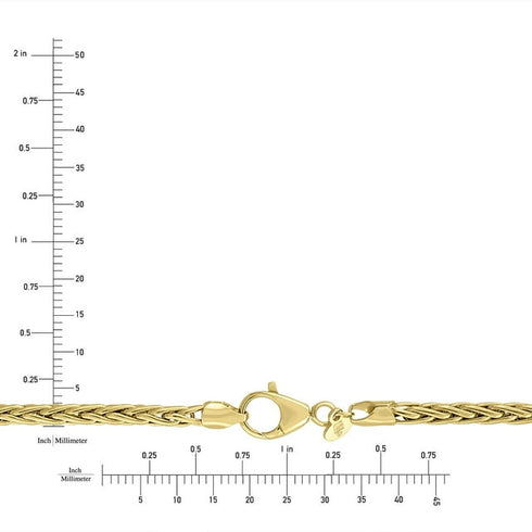 Braided Wheat Chain Necklace in Solid 14K Gold