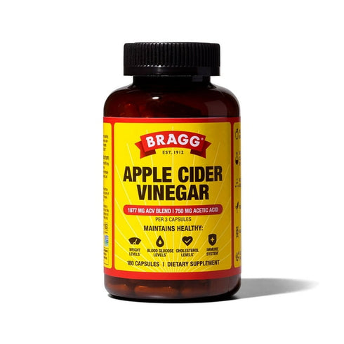 Bragg Apple Cider Vinegar Supplement Capsules, 180 Count – Supports Digestion, Metabolism & Detox