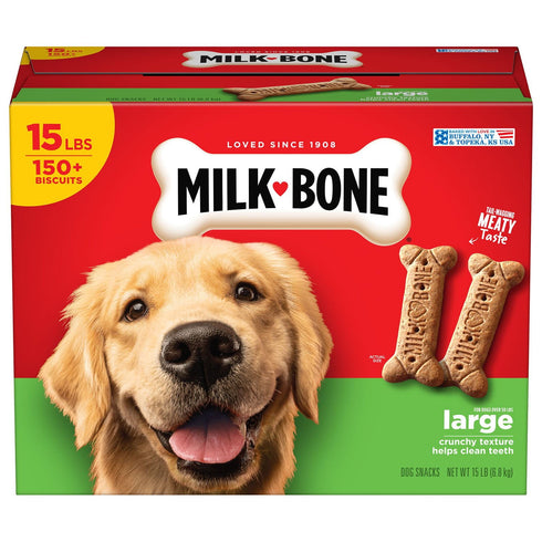 Milk-Bone Original Flavor Large Crunchy Dog Biscuits, 15 lb – Daily Dental & Reward Treats