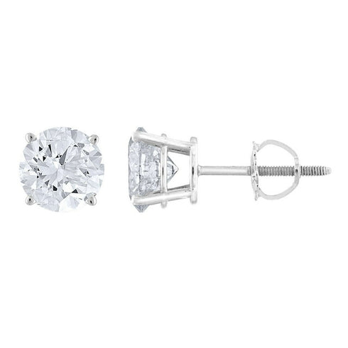 1.95 Carat Total Weight Solitaire Diamond Stud Earrings in 14K Gold