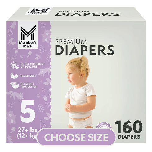 Member's Mark Premium Baby Diapers, Sizes 1 - 7
