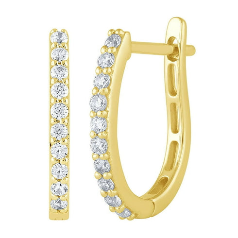 0.23 Carat Total Weight Diamond Hoop Earrings in 14K Gold
