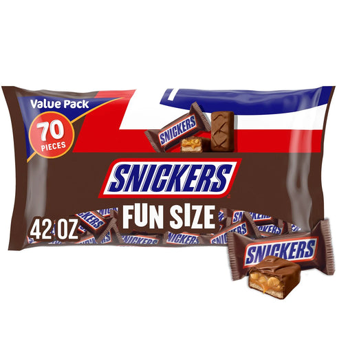 Snickers Fun Size Candy Bars, Individually Wrapped, Bulk Candy of 70 Count